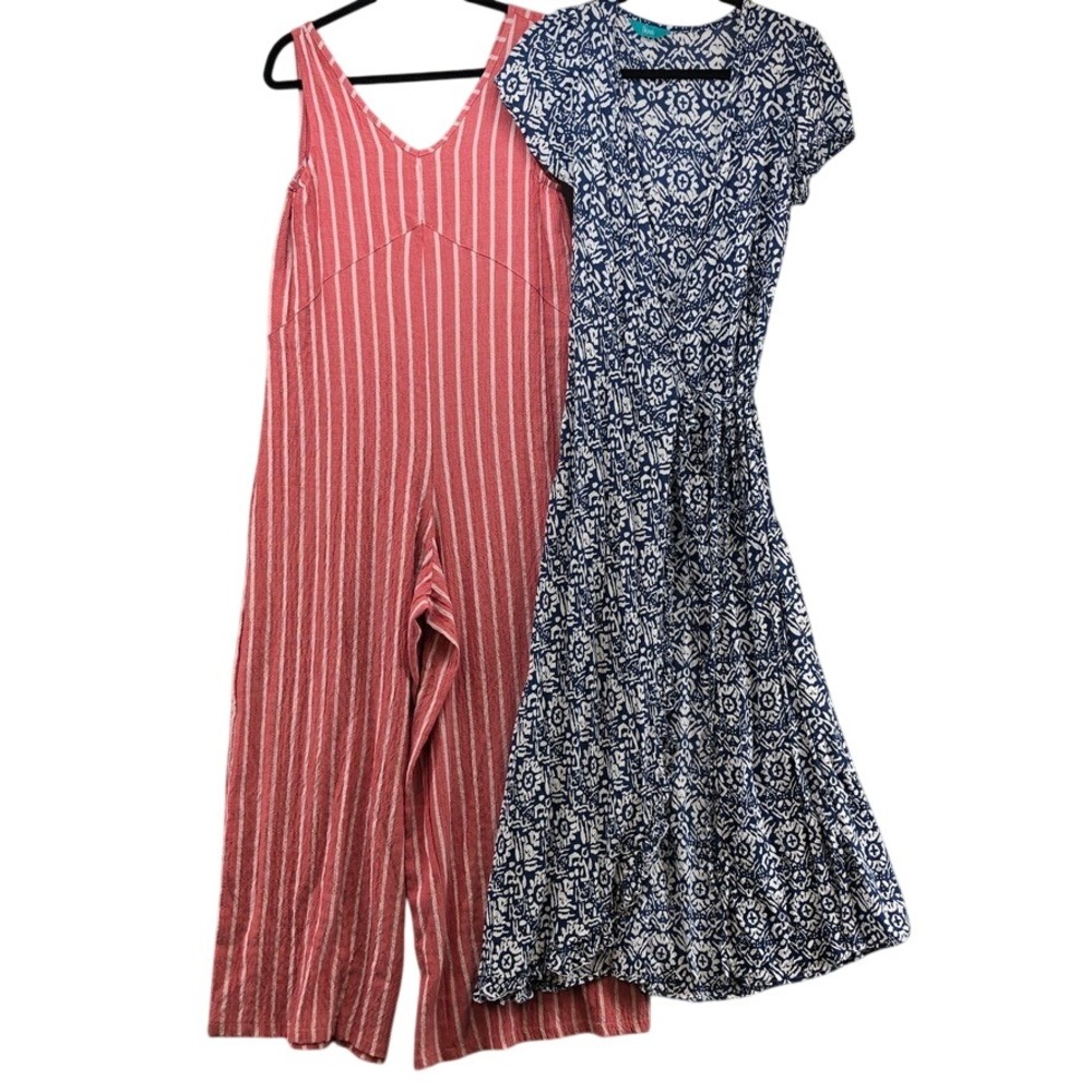 Tikinis Dank Moda Jumpsuit Dress Bundle Lot Womens OS Summer Blue Red Striped